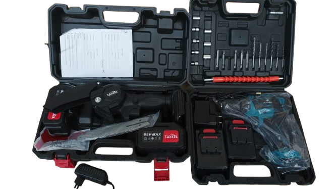 Combo Taladro 96V + Mini Sierra · 2 Baterías
