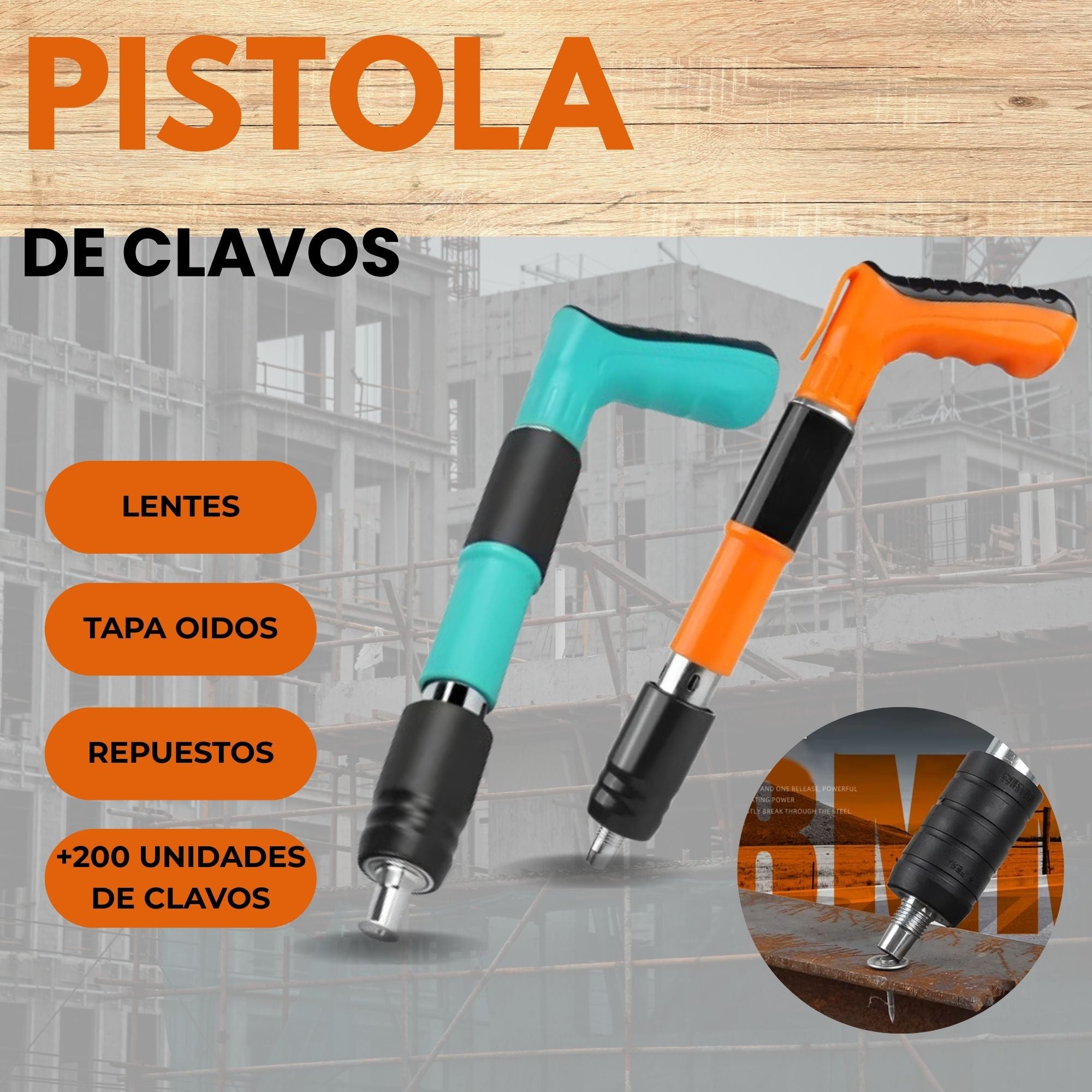 Pistola De Clavos + 200 Clavos